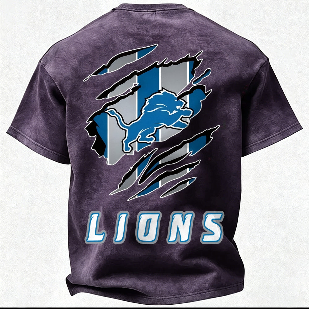 Detroit Lions Printed Unisex 100% Pure Cotton Washed T-Shirt