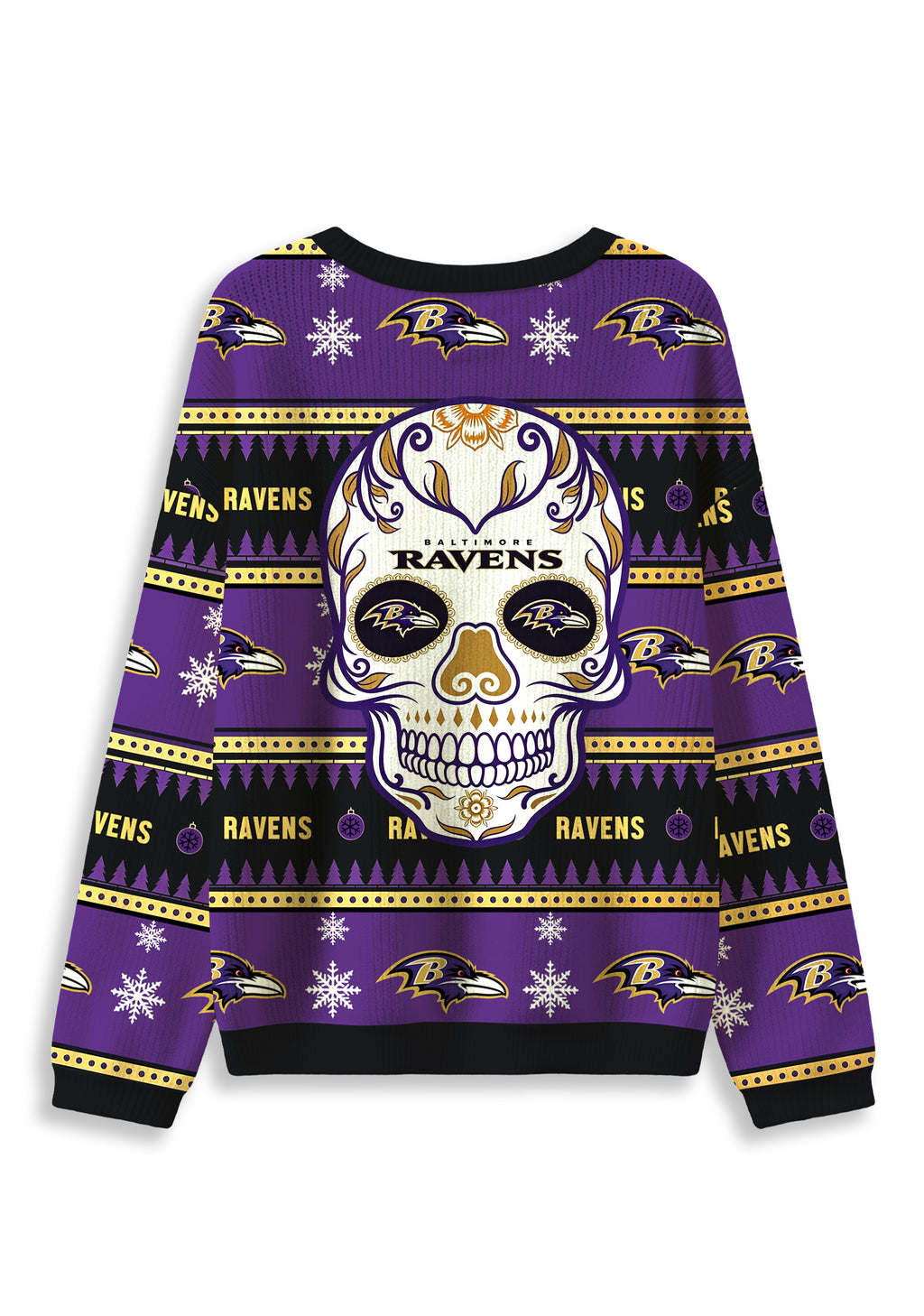 Baltimore Ravens Skull Ugly Christmas Football Fan Sweatshirt