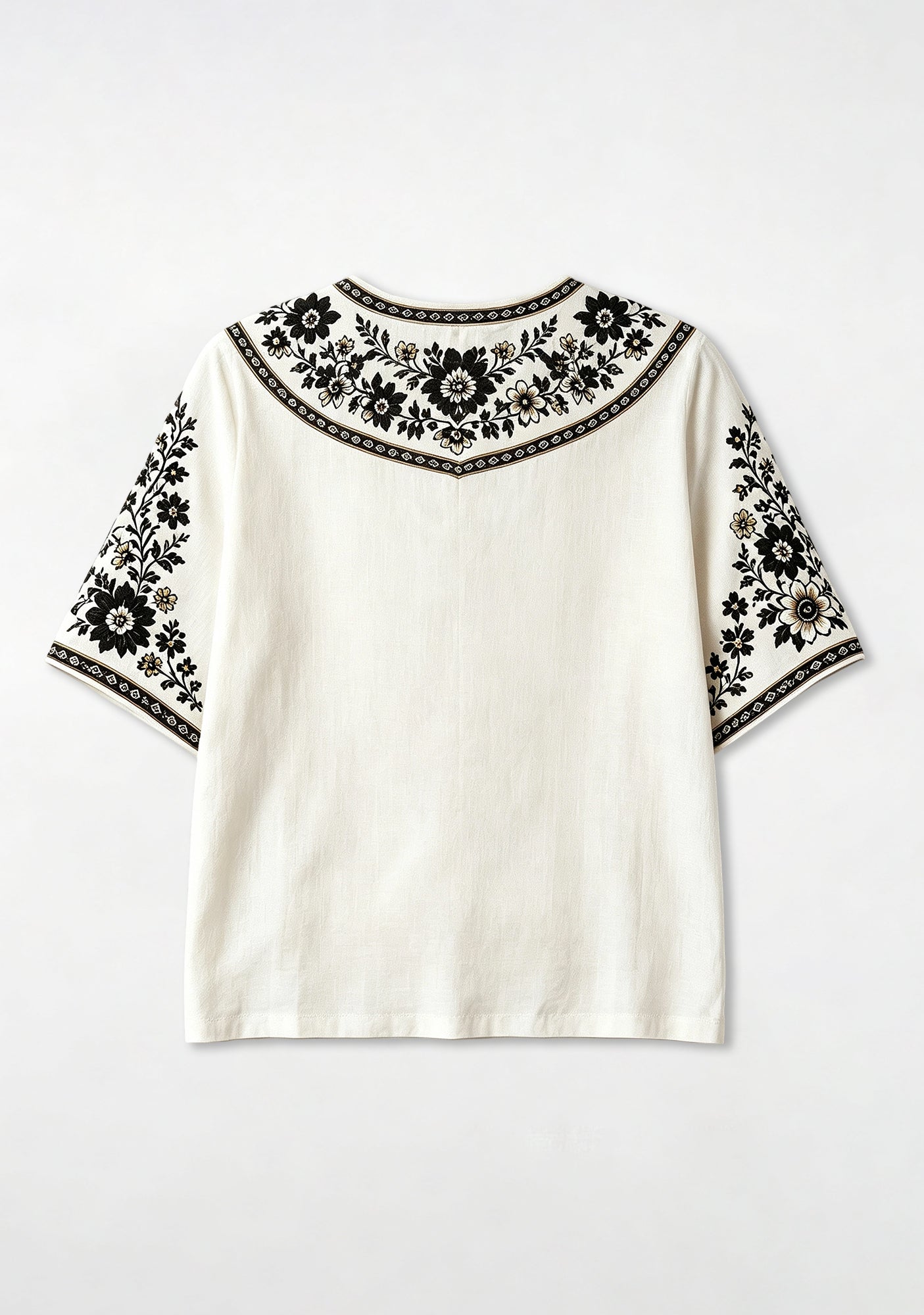 Boho Floral Border Newcastle United V-Neck Blouse