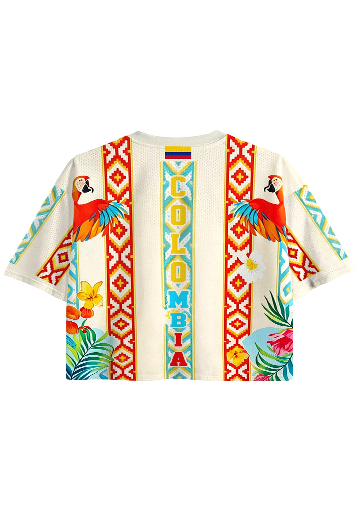 Tropical Floral Tribal Colombia Cropped Jersey Shirt Secondary image