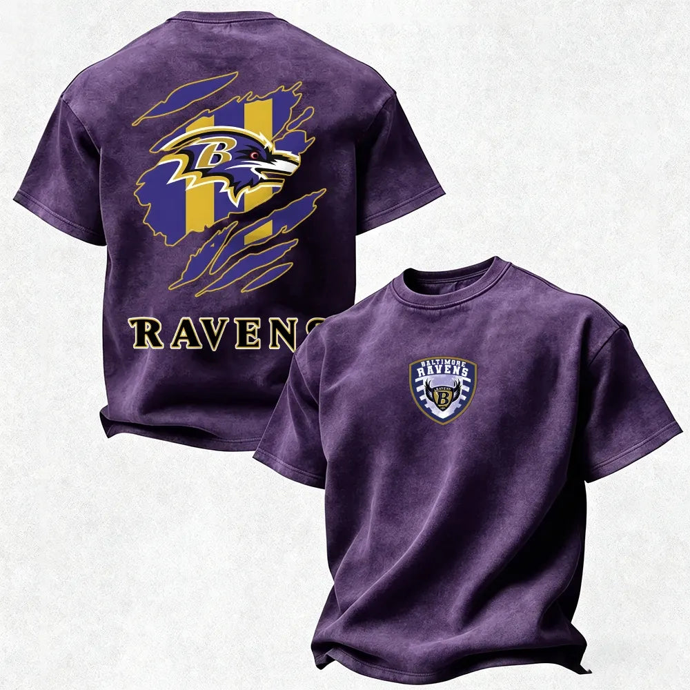 Baltimore Ravens Printed Unisex 100% Pure Cotton Washed T-Shirt