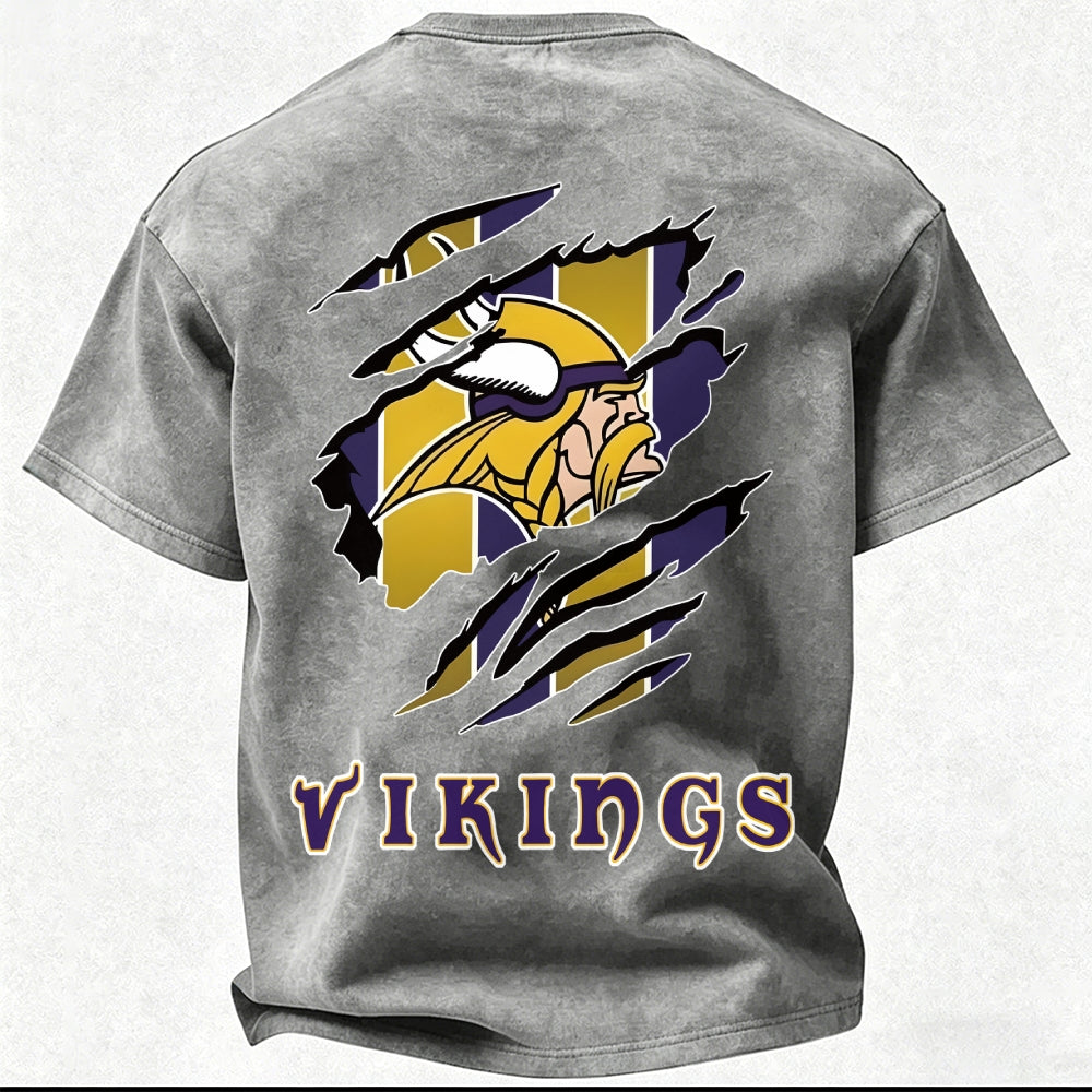 Minnesota Vikings Printed Unisex 100% Pure Cotton 100% pure cotton Washed T-Shirt