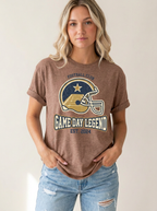 Women's Football Lover Game Day Legend Helmet Printed T-Shirt