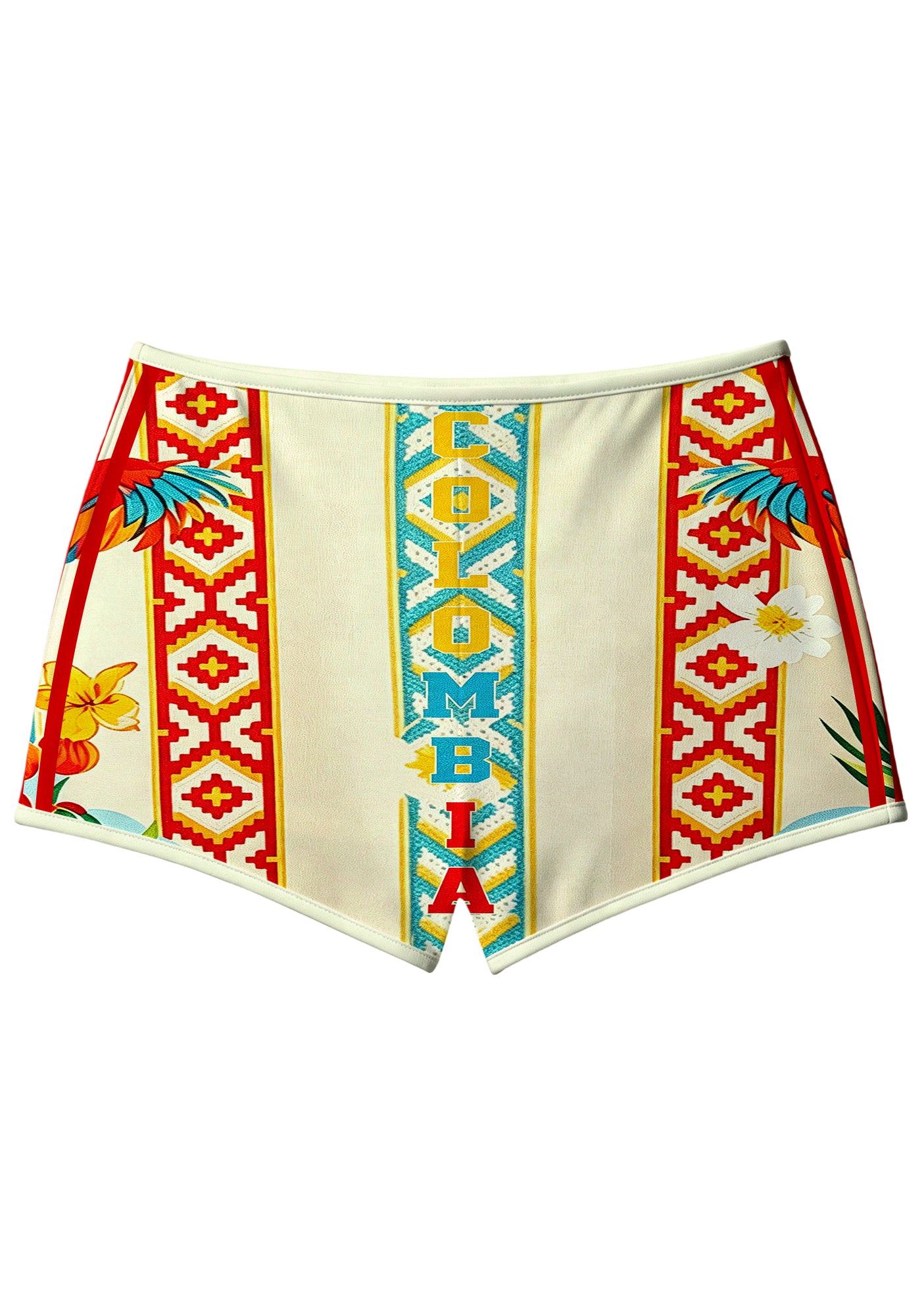 Tropical Floral Tribal Colombia Booty Shorts Secondary image