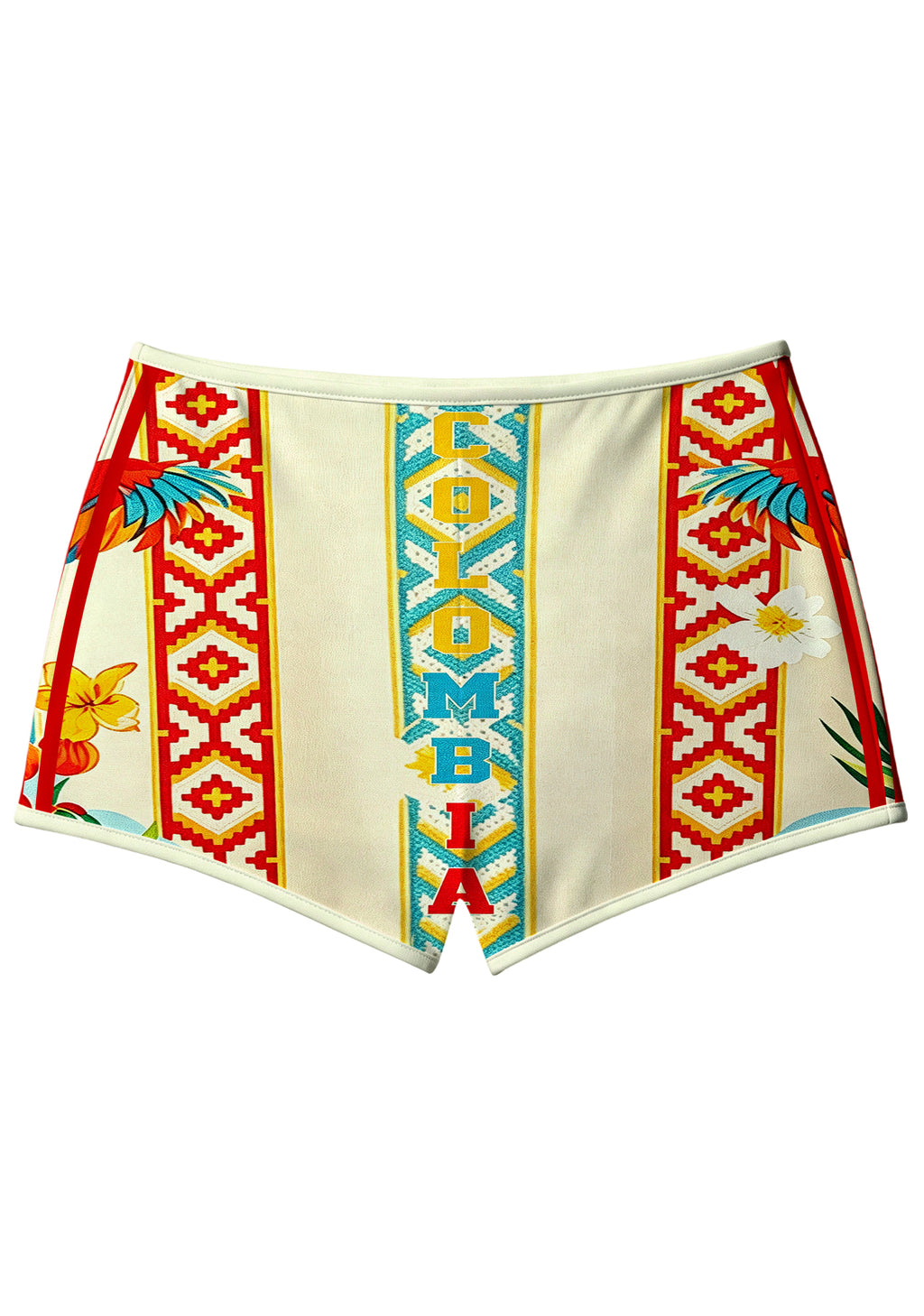 Tropical Floral Tribal Colombia Booty Shorts