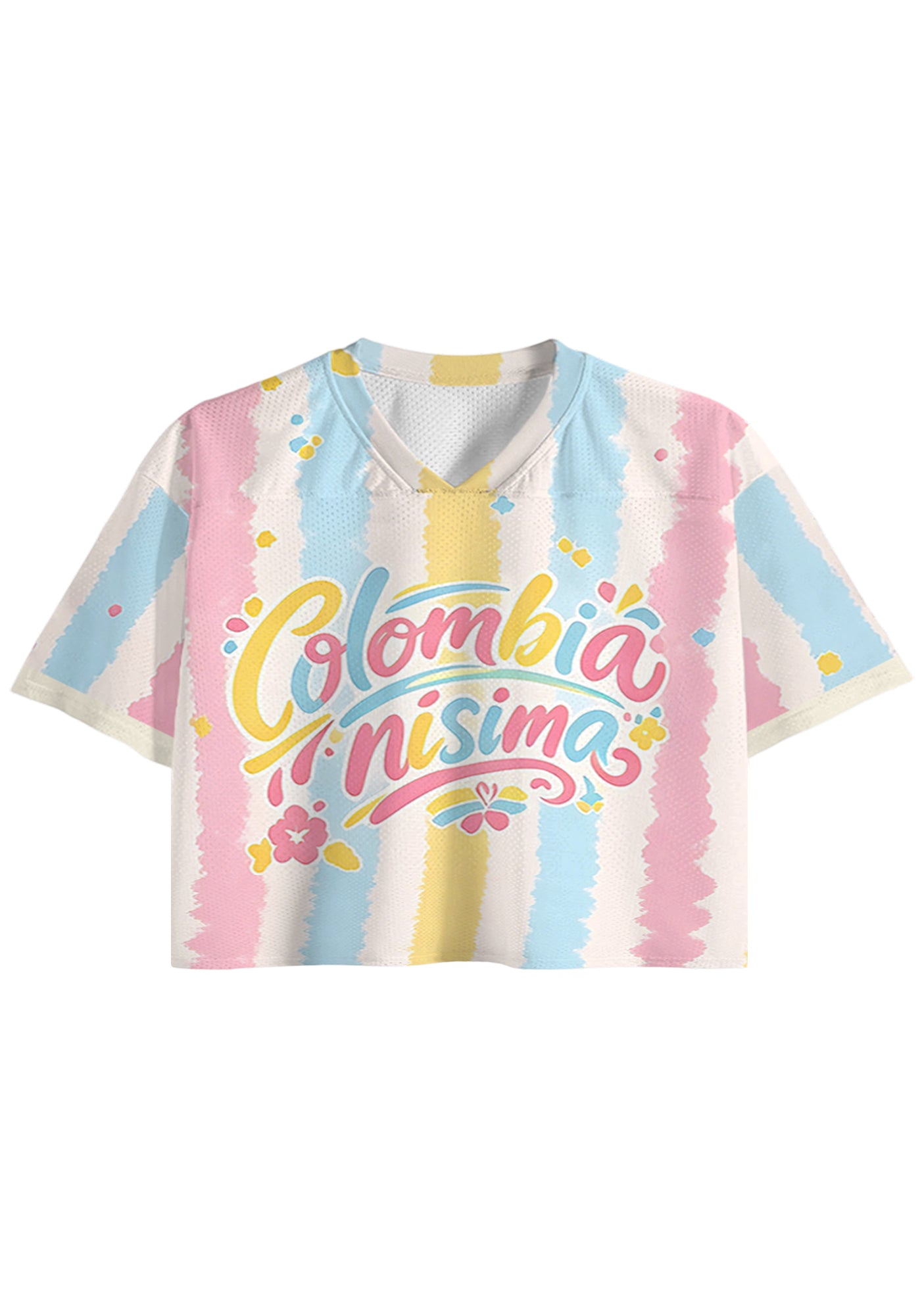 Pastel Striped Colombianisima Cropped Jersey Shirt Main image