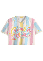 Pastel Striped Colombianisima Cropped Jersey Shirt