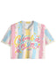 Pastel Striped Colombianisima Cropped Jersey Shirt