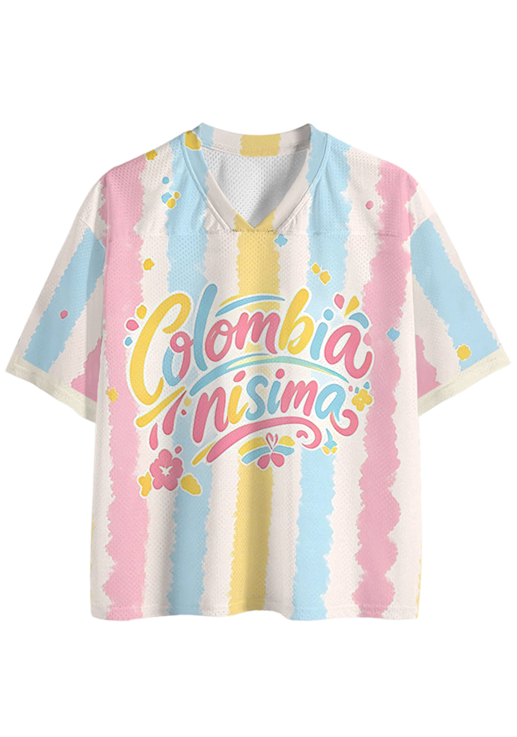 Pastel Striped Colombianisima Mesh Jersey Shirts