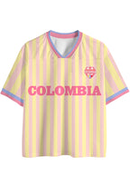 Pastel Pink Yellow Striped Colombia Mesh Jersey Shirts