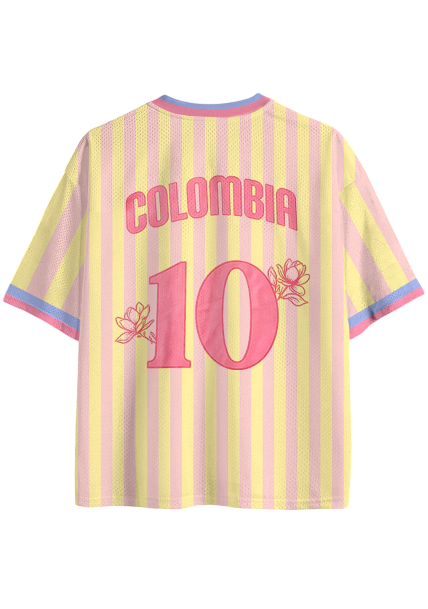 Pastel Pink Yellow Striped Colombia Mesh Jersey Shirts