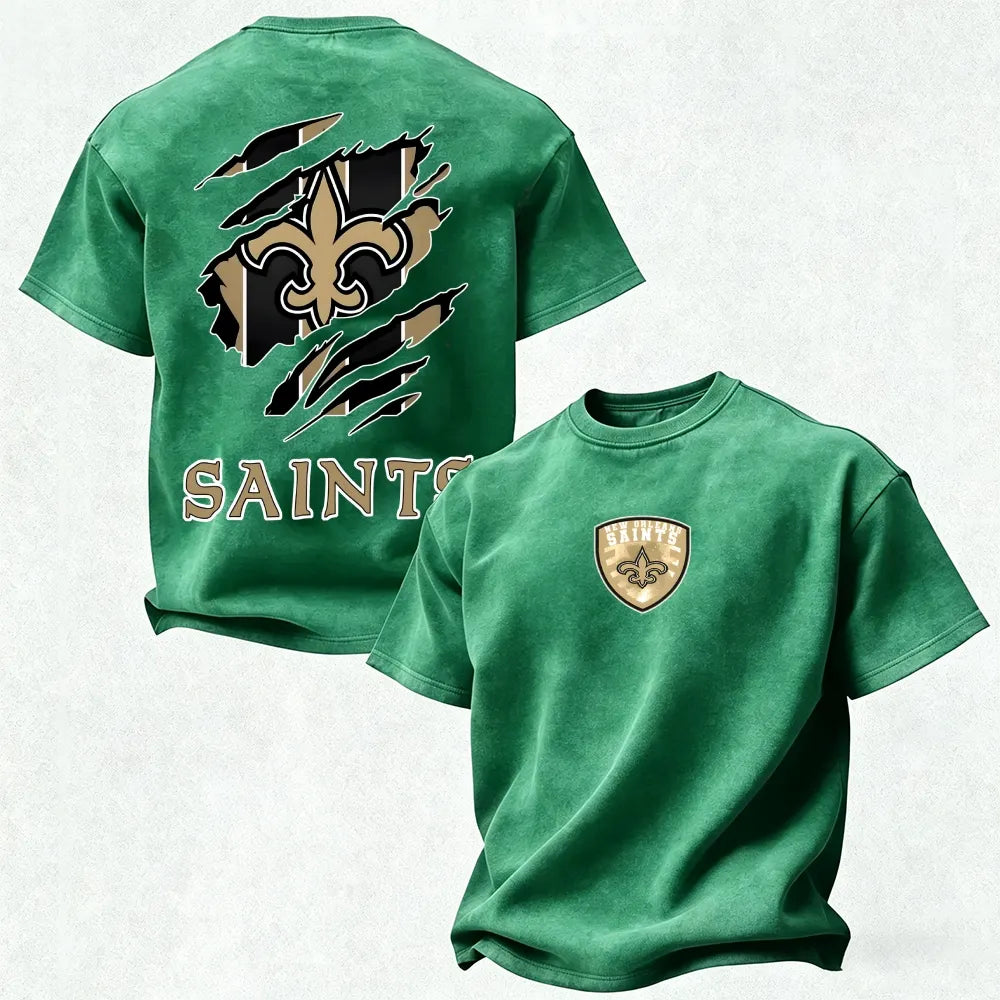 New Orleans Saints Printed Unisex 100% Pure Cotton Washed T-Shirt