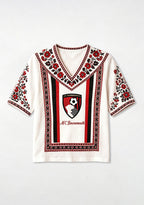 Boho Bournemouth Ethnic Floral V-Neck Blouse