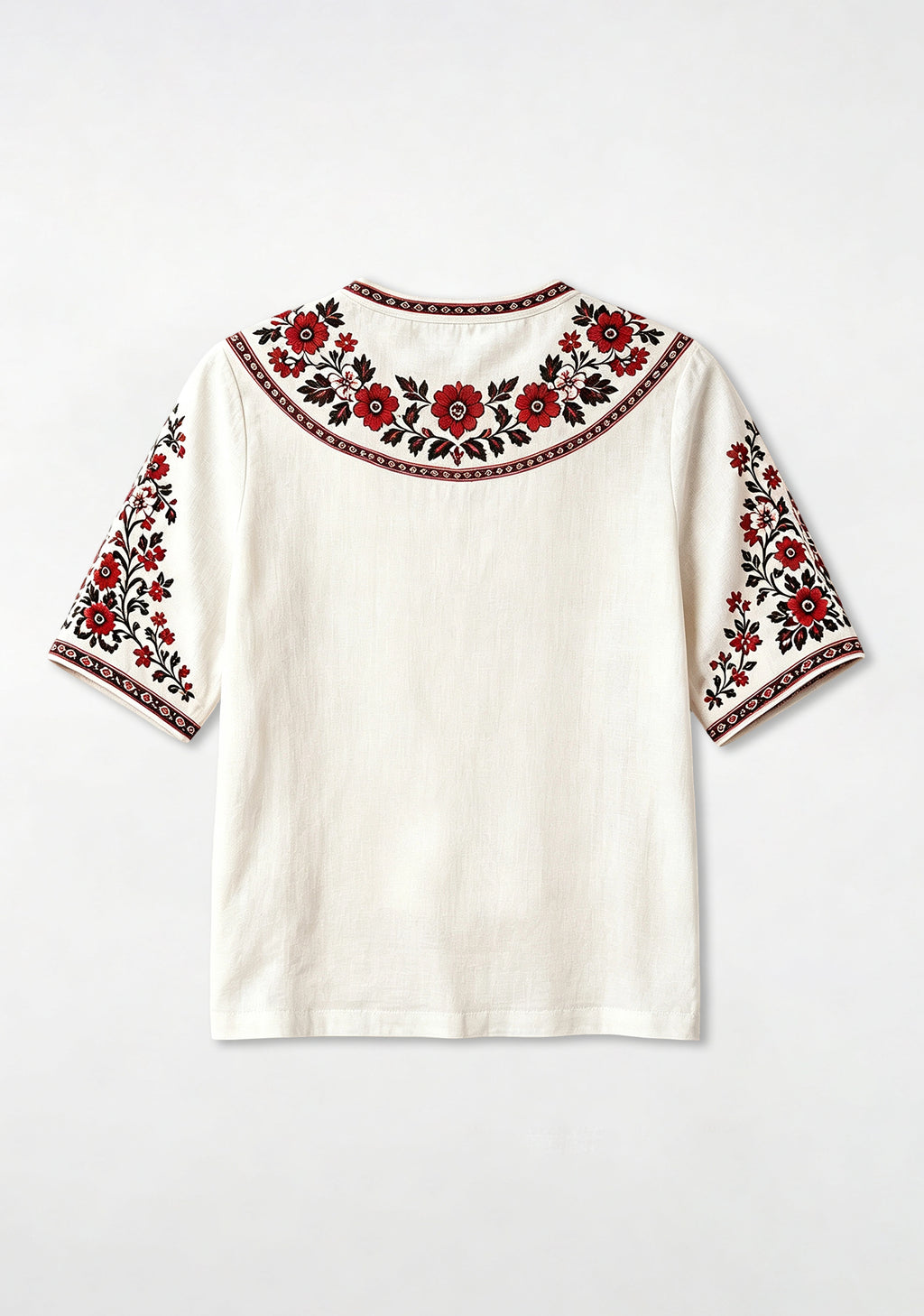 Boho Bournemouth Ethnic Floral V-Neck Blouse