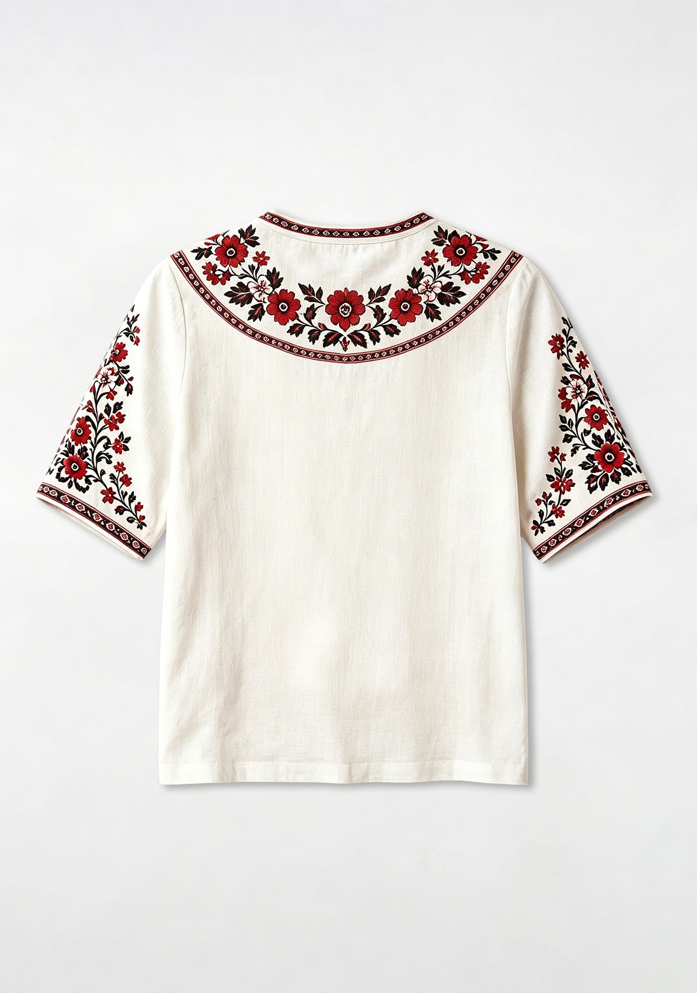 Boho Bournemouth Ethnic Floral V-Neck Blouse
