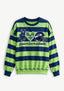 Women's Peace Love Seattle Seahawks Striped Crewneck Sweatshirt