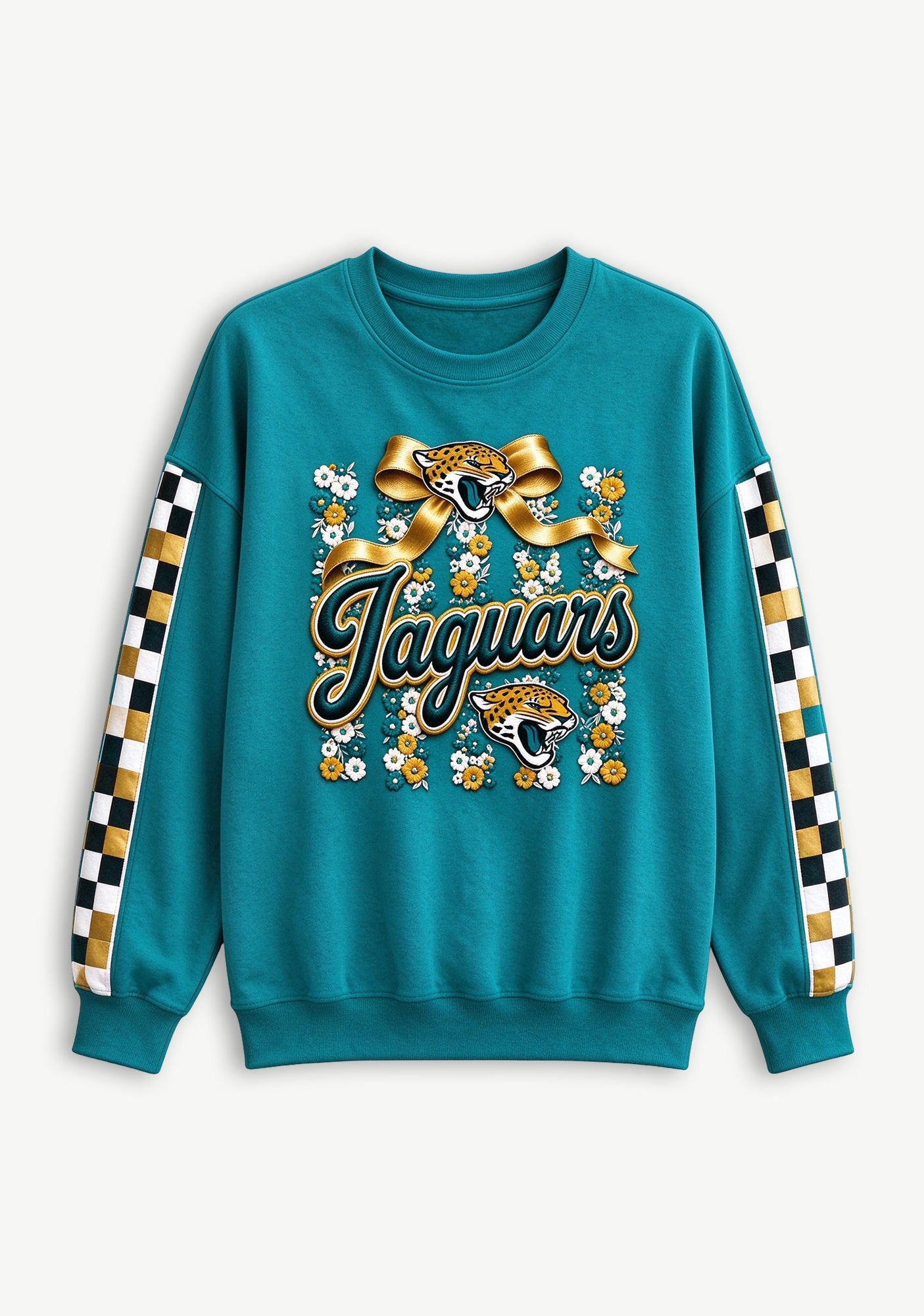 Women's Jacksonville Jaguars Floral Bow Crewneck Sweatshirt Secondary image