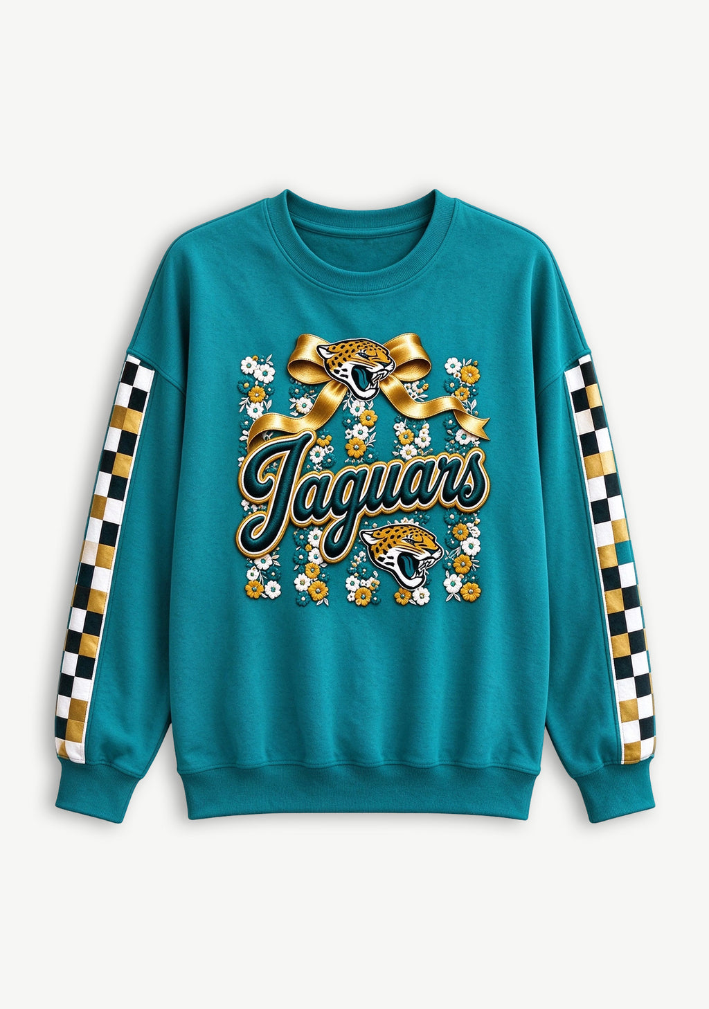 Women's Jacksonville Jaguars Floral Bow Crewneck Sweatshirt