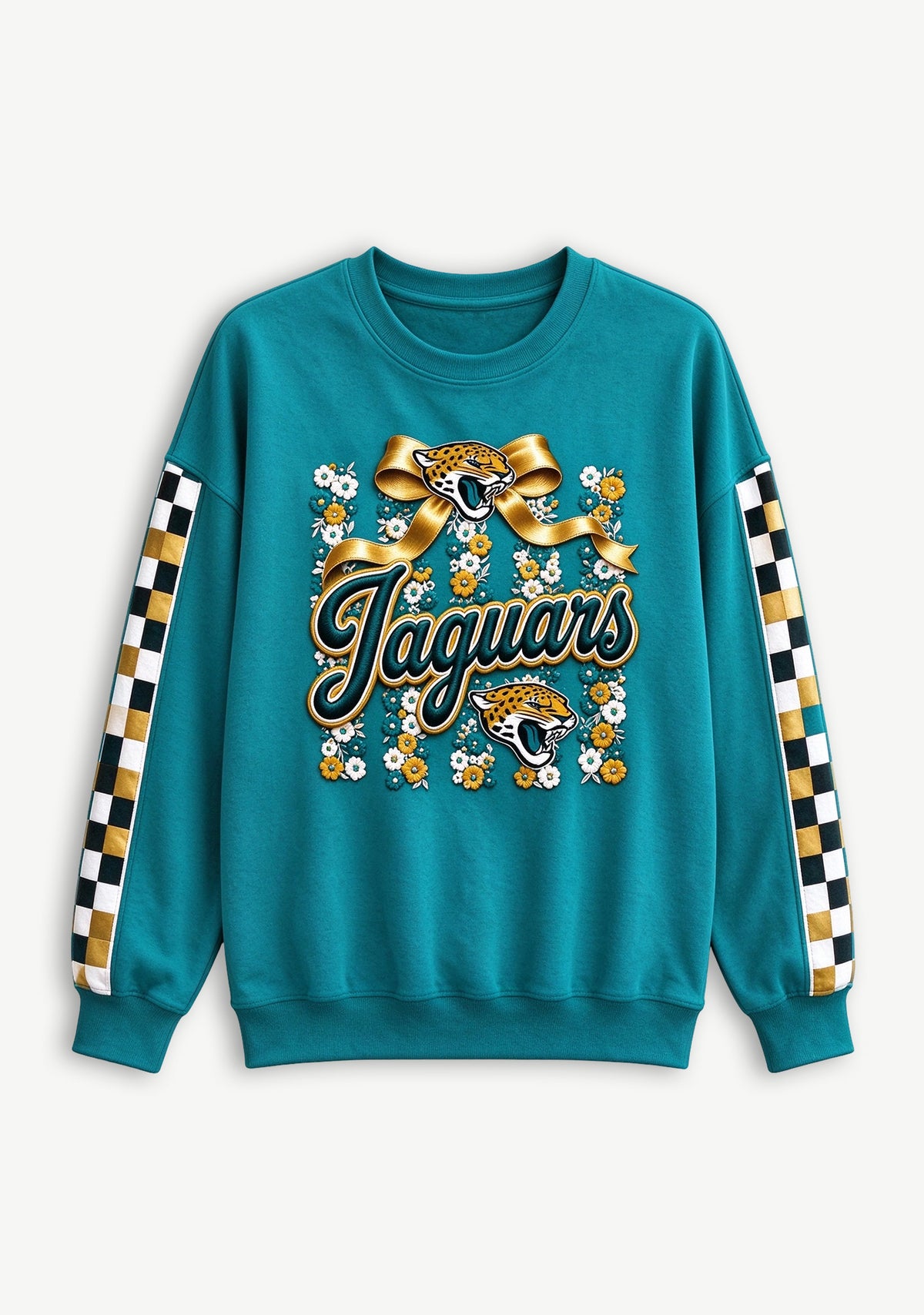 Women's Jacksonville Jaguars Floral Bow Crewneck Sweatshirt
