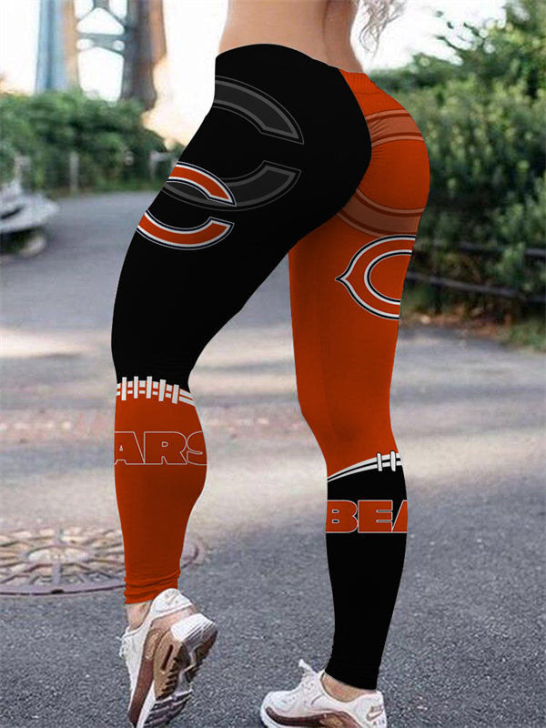 Chicago Bears Two-Tone Football Logo Workout Leggings For Lady Main image