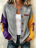 Women'S Casual Football Plant Knitted Cardigan Top