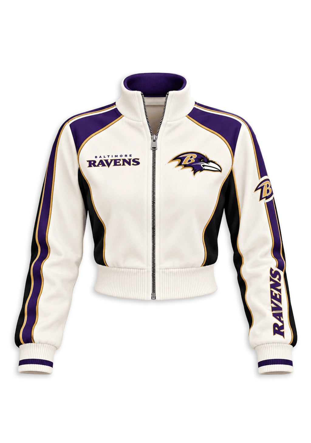 Women's Baltimore Ravens Cropped Zip Up Track Jacket