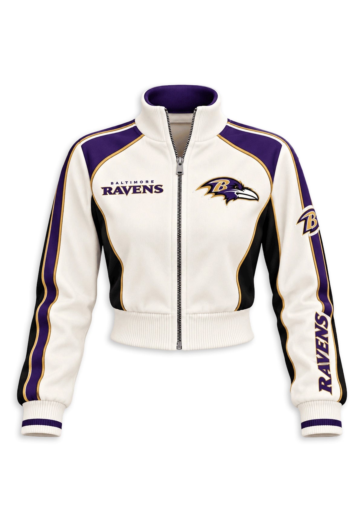 Women's Baltimore Ravens Cropped Zip Up Track Jacket