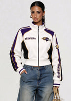 Women's Baltimore Ravens Cropped Zip Up Track Jacket