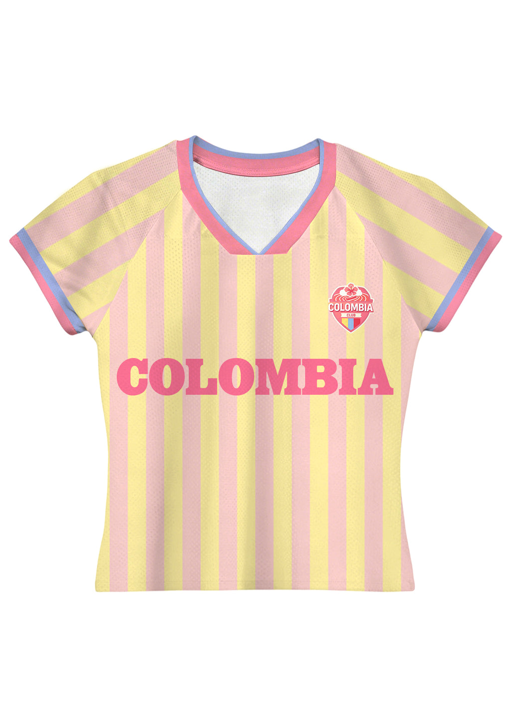 Pastel Pink Yellow Striped Colombia Baby Tee