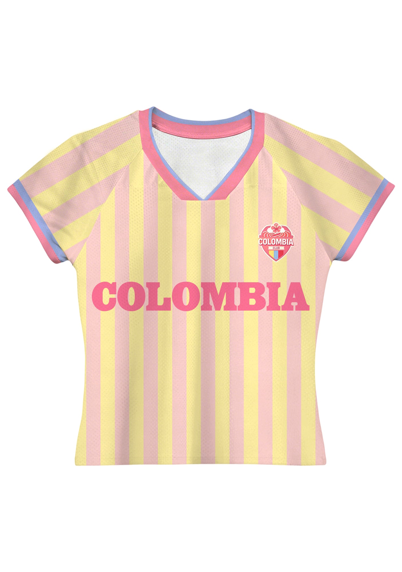 Pastel Pink Yellow Striped Colombia Baby Tee