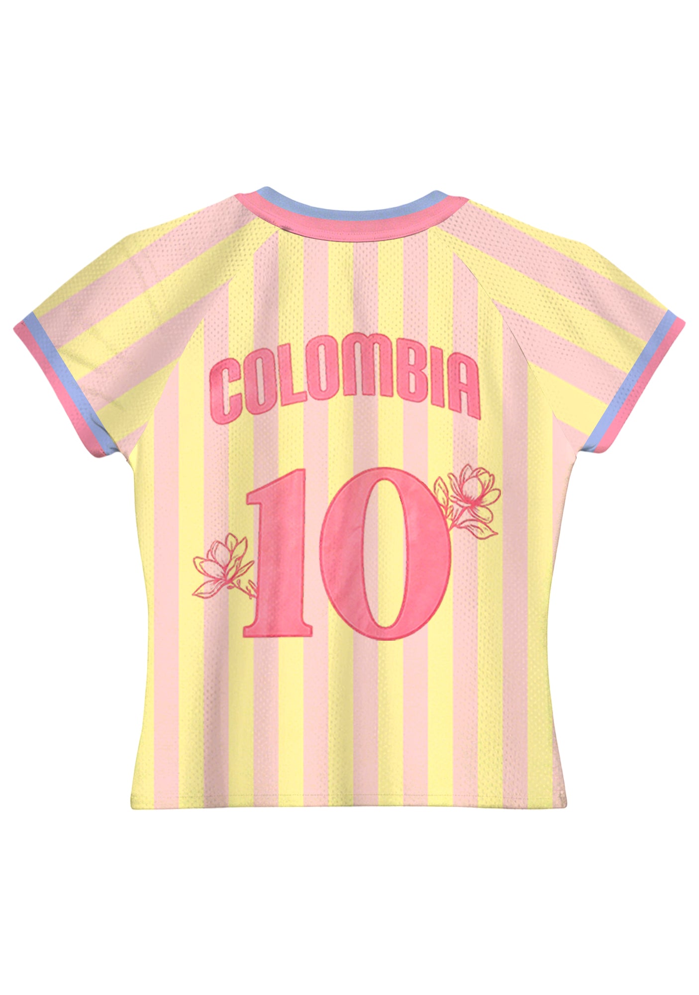 Pastel Pink Yellow Striped Colombia Baby Tee Secondary image