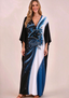 Women's Carolina Panthers Floral V-Neck Kaftan Maxi Dress