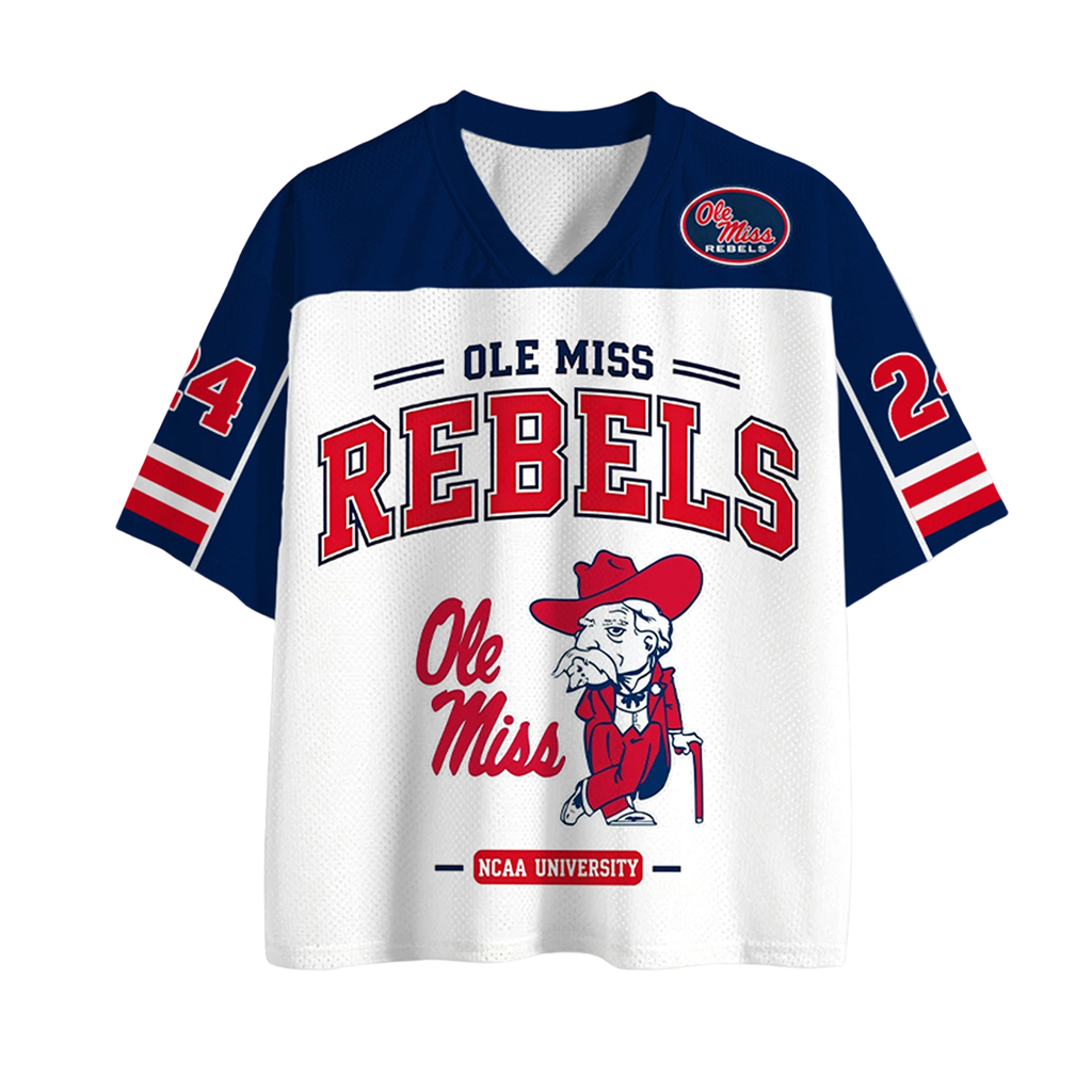 Throwback Style Ole Miss Rebels Mascot NCAA Jersey Shirts