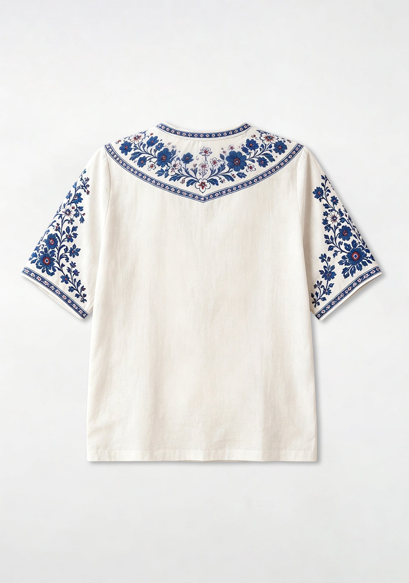 Boho Ipswich Town Folk Floral V-Neck Blouse