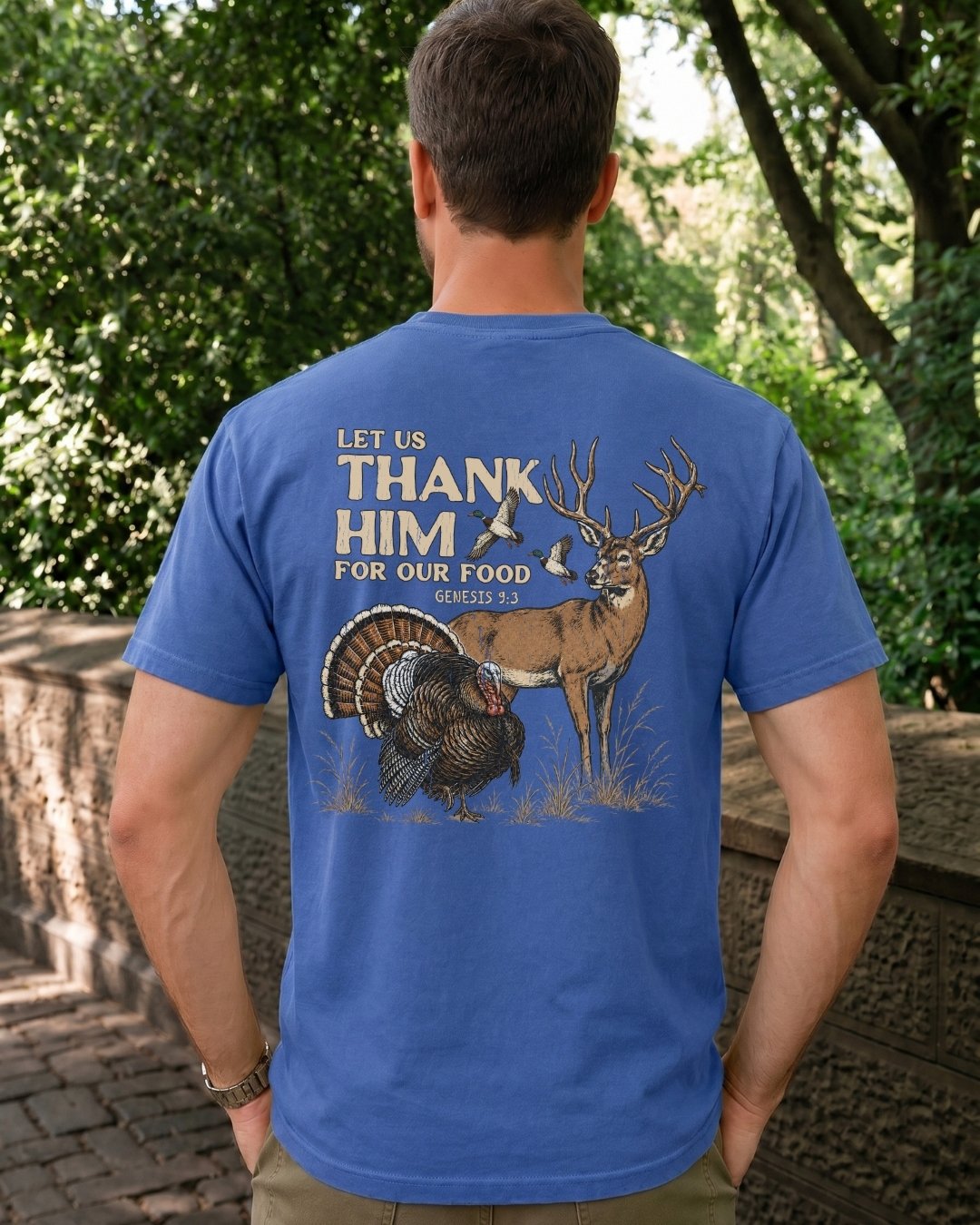 Let Us Thank Him For Our Food POCKET tee