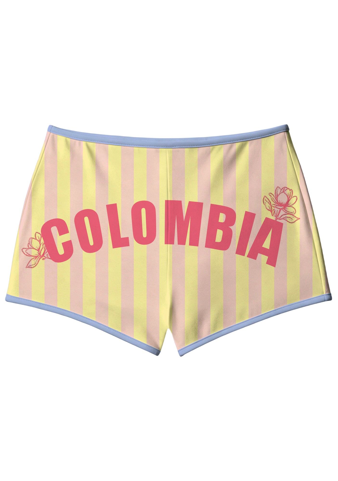 Pastel Pink Yellow Striped Colombia Booty Shorts Secondary image