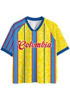 Bright Yellow Floral Blue Red Vertical Stripe Mesh Jersey Shirts