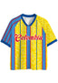 Bright Yellow Floral Blue Red Vertical Stripe Mesh Jersey Shirts