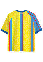 Bright Yellow Floral Blue Red Vertical Stripe Mesh Jersey Shirts