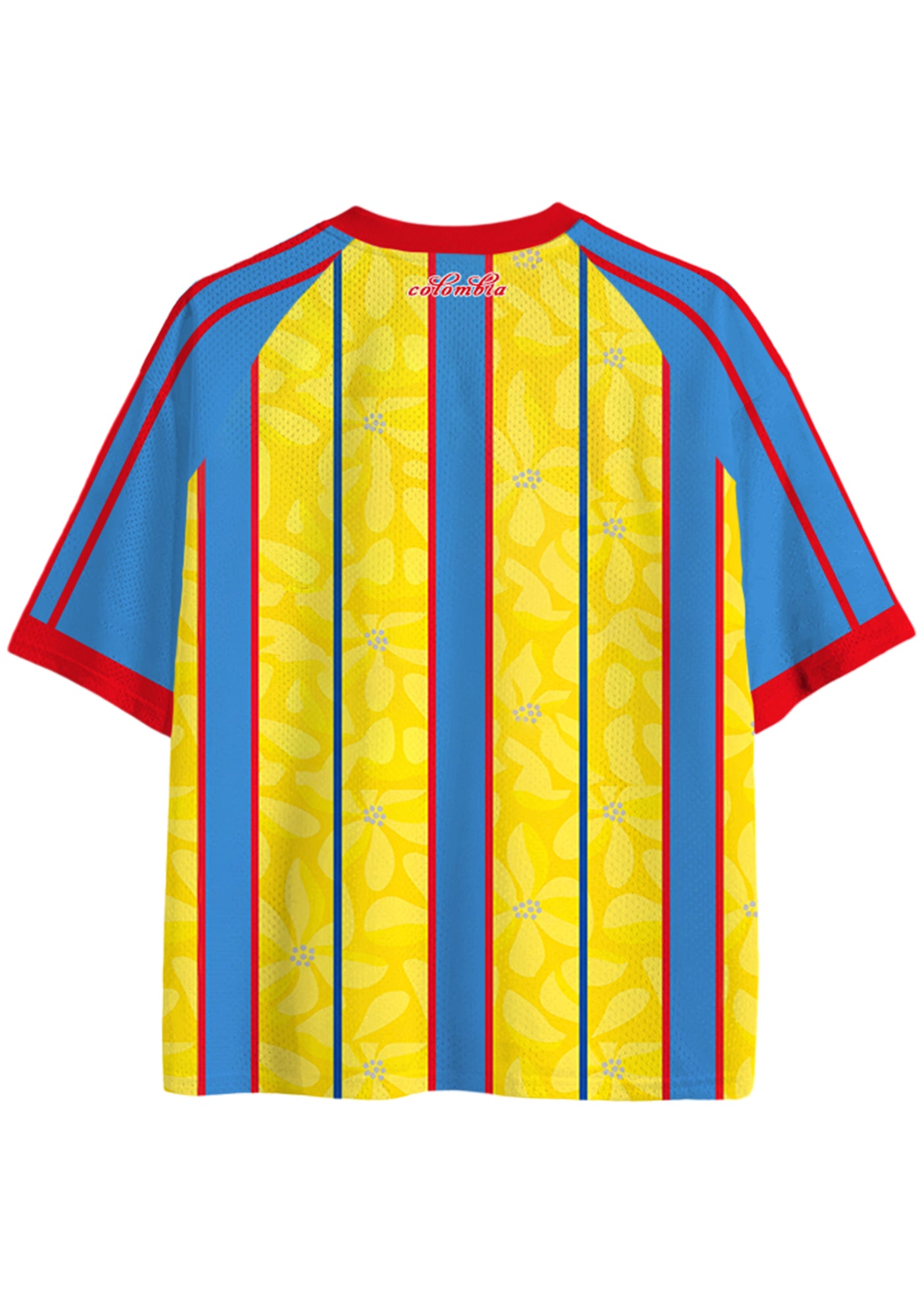 Red Trim Colombia Floral Stripe Mesh Jersey Shirts Secondary image