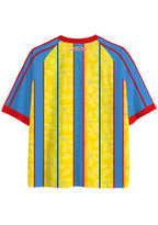 Red Trim Colombia Floral Stripe Mesh Jersey Shirts