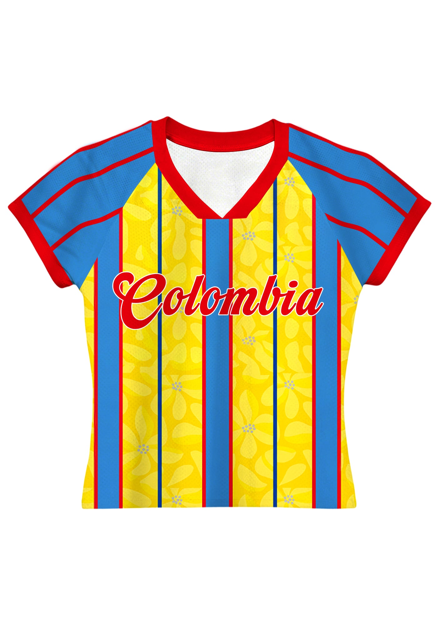 Red Trim Colombia Floral Stripe Baby Tee Main image