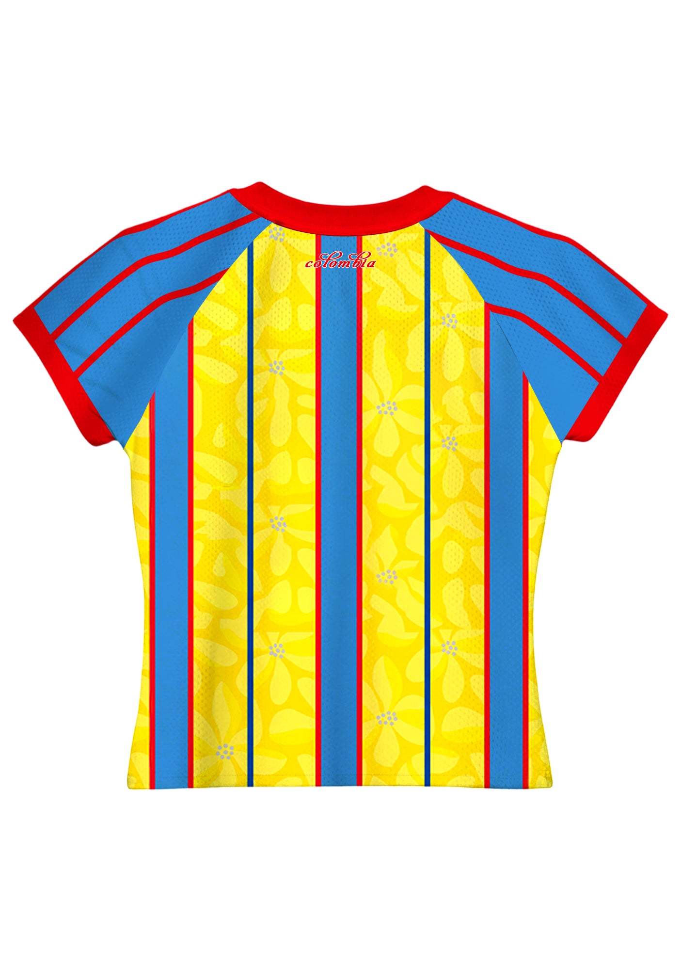 Red Trim Colombia Floral Stripe Baby Tee Secondary image