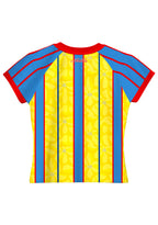 Red Trim Colombia Floral Stripe Baby Tee