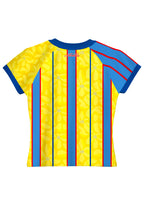 Bright Yellow Floral Blue Red Vertical Stripe Baby Tee