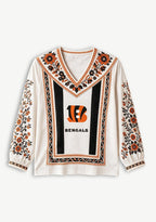 Cincinnati Bengals Floral Printed V-Neck Long Sleeve Shirt
