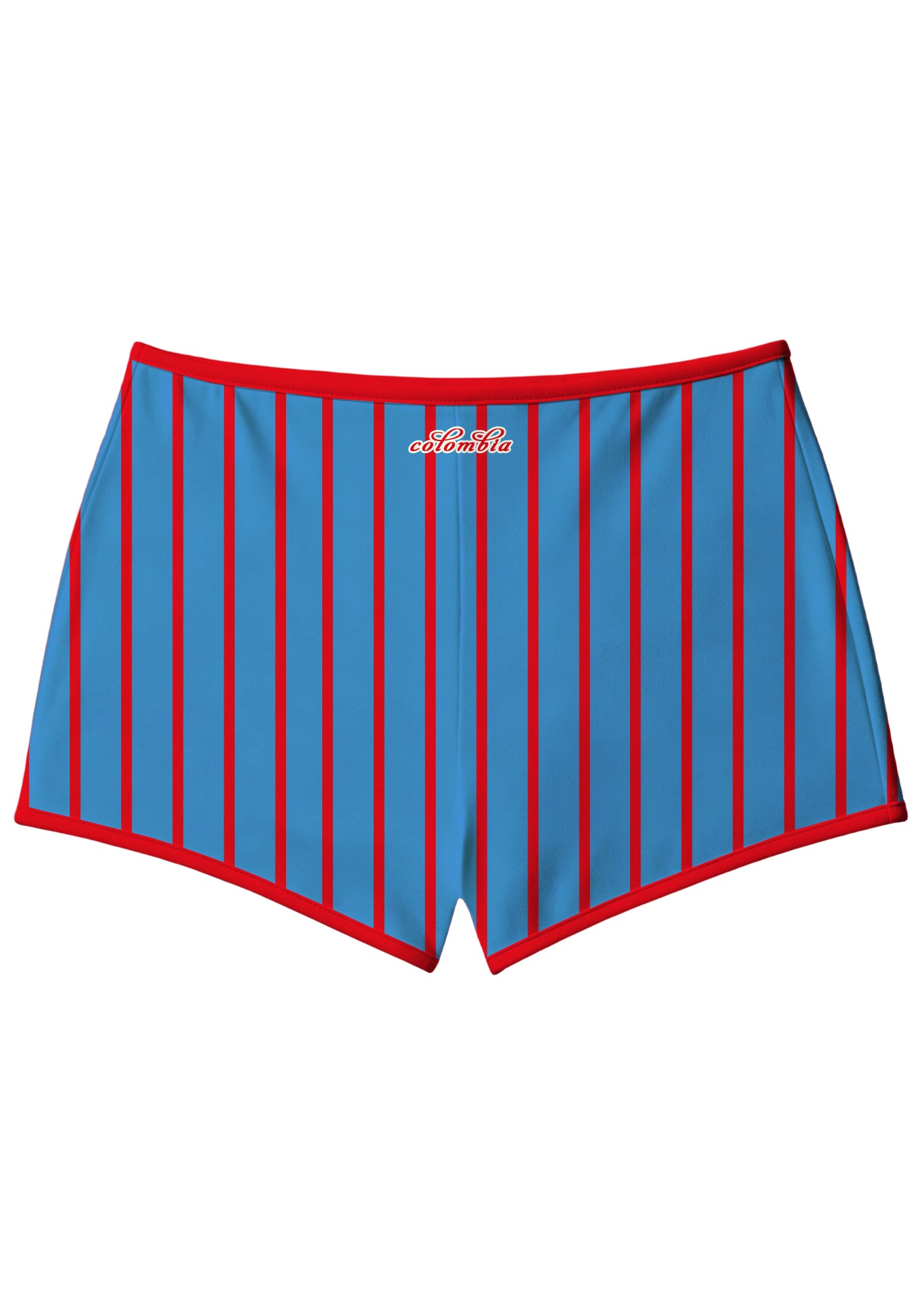Red Trim Colombia Floral Stripe Booty Shorts Secondary image