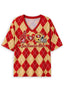 Women's San Francisco 49ers Argyle #1 Fan Heart Helmet V-NeckT-Shirt