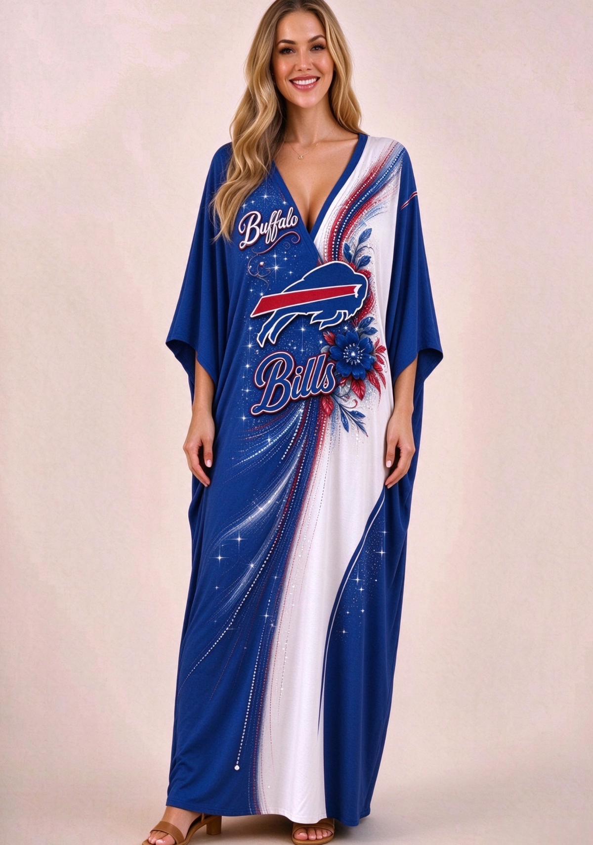Women's Buffalo Bills Floral V-Neck Kaftan Maxi Dress Main image
