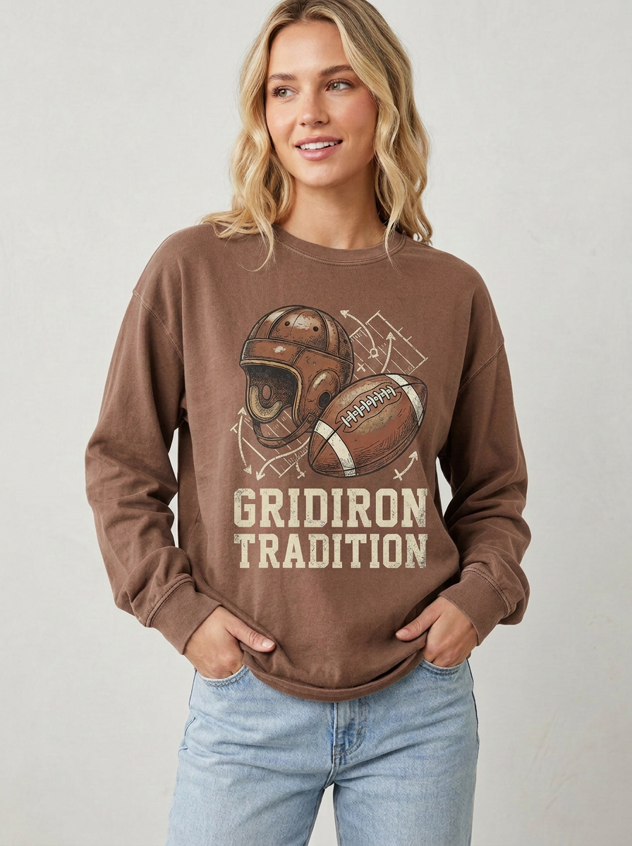 Women's Football Fan Gridiron Tradition Helmet Printed Sweatshirt